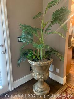 Faux Bamboo in Resin Urn Style Planter