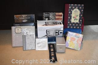 Brookstone Slide & Negative Scanner Photo Albums- Empty Storage Boxes, Hologram 9 Pocket Page 