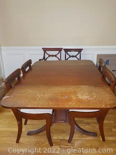 Unique Vintage Dining Table W/1 Armchair and 5 Other Chairs 