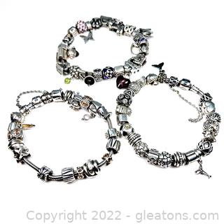 3 Pandora Brand Charm Bracelet 