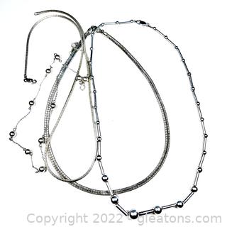 4 Sterling Silver Necklaces/Chains 