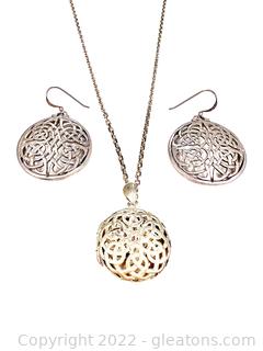 Sterling Silver Celtic Knot Style Necklace & Earrings Set 