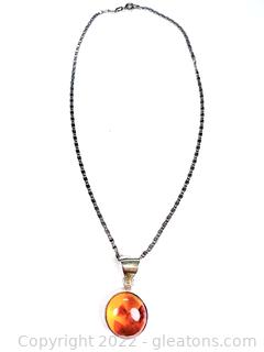 Gorgeous Amber Necklace in Sterling Silver 