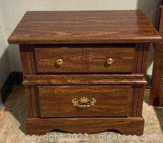 Wooden Nightstand with Two Drawers