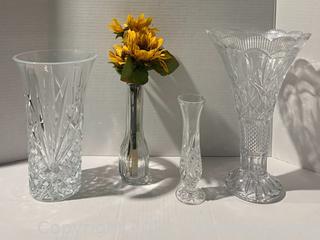 Four Vases Including Three Lead Crystal 