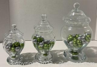Hand Made Polish Covered Glass Jars with Decorative Filler 