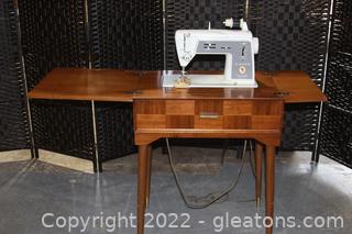 Vintage Singer Sewing Machine with Cabinet & Accessories 