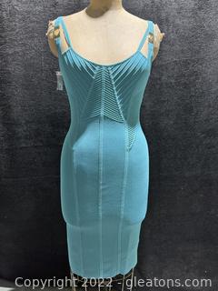 Versace Collection Turquoise Bandage Midi Dress with Tags
