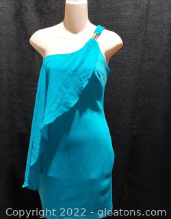 Cute bebe Turquoise Asymmetrical Off the Shoulder Mini Dress with tags