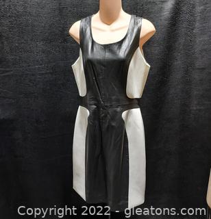 Modern Bagatelle Sleeveless Leather Party Dress-Lined