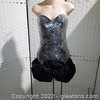 Jovani Strapless Black and Silver Mini Dress