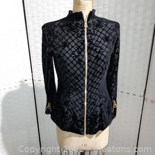 Black Velvet Embellished Balmain Zip Front Ladies Jacket