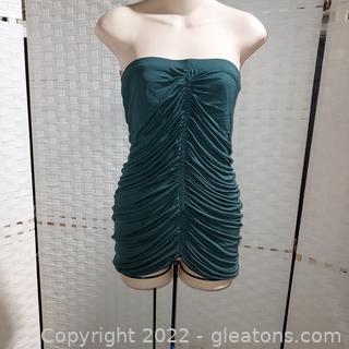 Halston Heritage Moss Green Strapless Knit Top with Tags