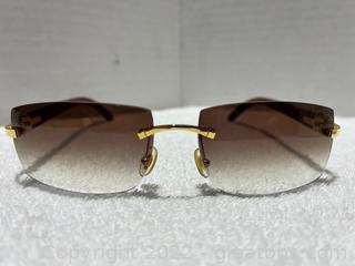 Cartier Rimless Wooden Sunglasses with Case & Box 