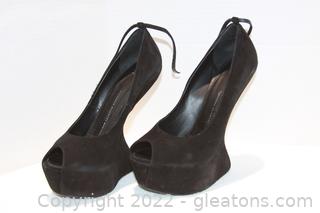 Giuseppe Zanotti Peep-Toe Black Platform Heels with Box 