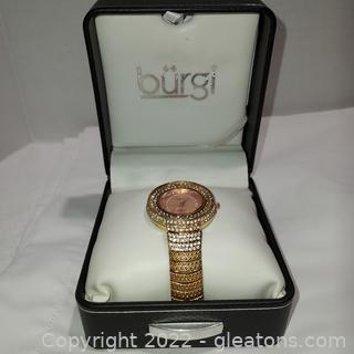 Burgi Diamond Accent Crystal Fashion Ladies Watch (Not Authenticated)