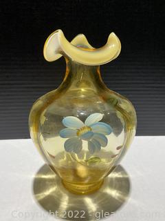 Fenton Handpainted Iridescent Vase