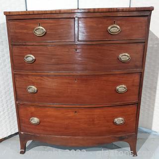 Classic 5 Drawer Burl Wood Chest of Drawers 