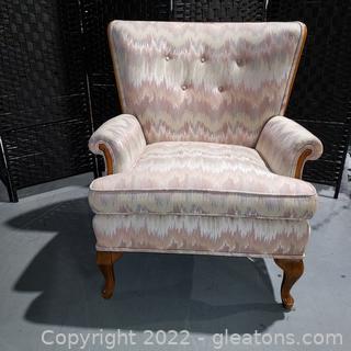 Lovely Upholstered Mid Century Roll Arm Chair 
