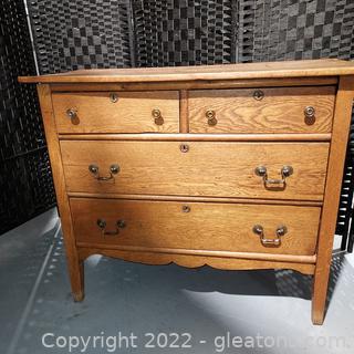 Beautiful Antique 4 Drawer Oak Dresser 