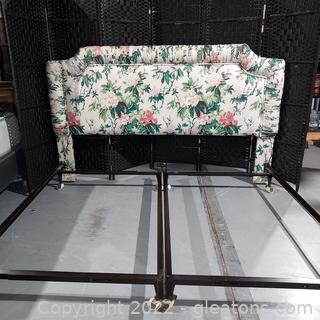 Nice King Size Upholstered Padded Floral Headboard with Bed Frame 