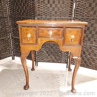 Beautiful Small Chippendale Style Banded Mahogany and Burled Wood Sideboard Server 