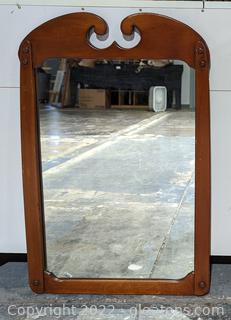 Vintage Early American Style Wall Mirror in Maple Frame 