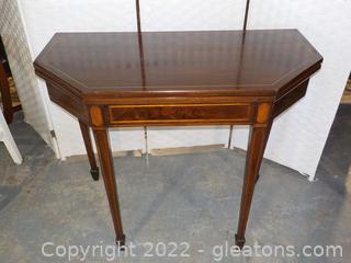 Vintage Multifunction Mahogany Table. Can be an Entry Table or a Dining Table When Dropped Leaf is Pulled out. 