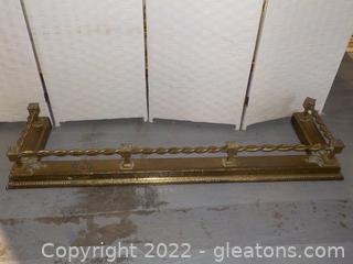 Ornate Antique Brass Fireplace Fender. Adds Elegance to the Hearth 