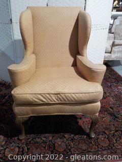Peach Wing Back Accent Chair with Piped Upholstery