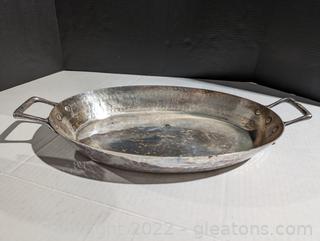 Silver Queen Silverplate Hammered Copper Serving Dish 