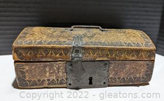 Revolutionary War Era Leather Bound Trinket Box 