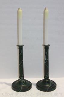 Edward Russel Decorative Handmade Candlesticks with Candles (2) 