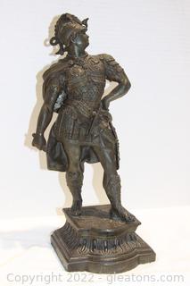 19th Century Style Spelter Metal Warrior Figurine 