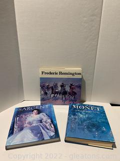 Three Large Hardback Books of Work by Monet Sargent and Frederic Remington