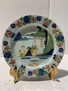 18th Century English London Delftware Polychrome Plate