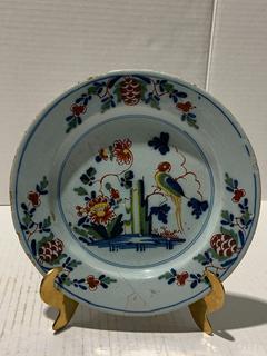 18th Century English London Delftware Polychrome Plate