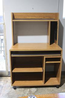 Wooden Computer Desk with Hutch & CD Case 