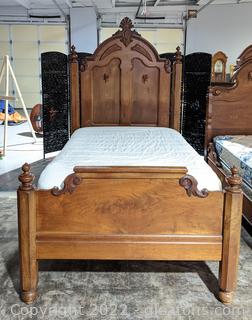 Ornate Antique Full Size Bed, Mattress, & Box Springs 