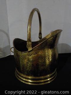 Hammered Copper Fireplace Bucket with Handle