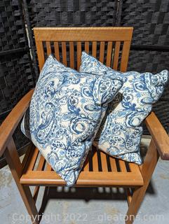 Teak Patio Garden Chair w/ 2 Cushion Pillows 