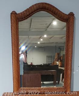 Wicker Arched Top Wall Mirror 