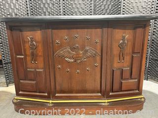 Unique Wood Carved Bar Cabinet 
