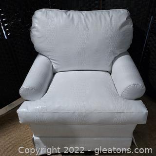Lovely White Alligator Print Chair Swivel Rocker (Matches 2002)