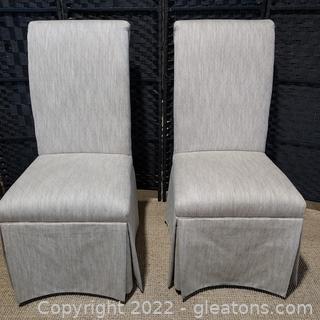 Pair of Very Nice Cox Furniture Skirted Roll Back Parsons Chairs 