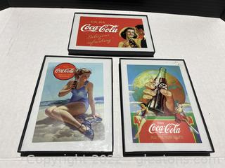 Three Vintage Framed Coca-Cola Prints