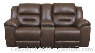 Ashley Furniture Stoneland Manual Reclining Loveseat with Console