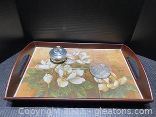 Barbara Mock Floral Food Tray with Two Trinket Dishes
