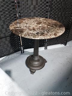 Lovely Metal Pedestal Accent Table with Round Marble Top 