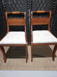 Pair of Solid Cherry Dining Room Chairs/With Upholstered Seats 